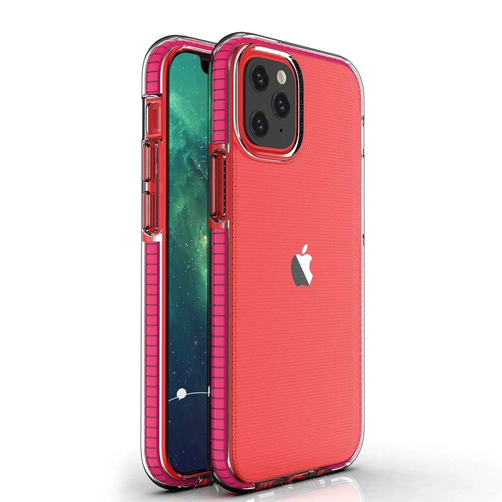 Hurtel Gelové pouzdro Spring Case s barevným rámečkem pro iPhone 12 mini tmavě růžové