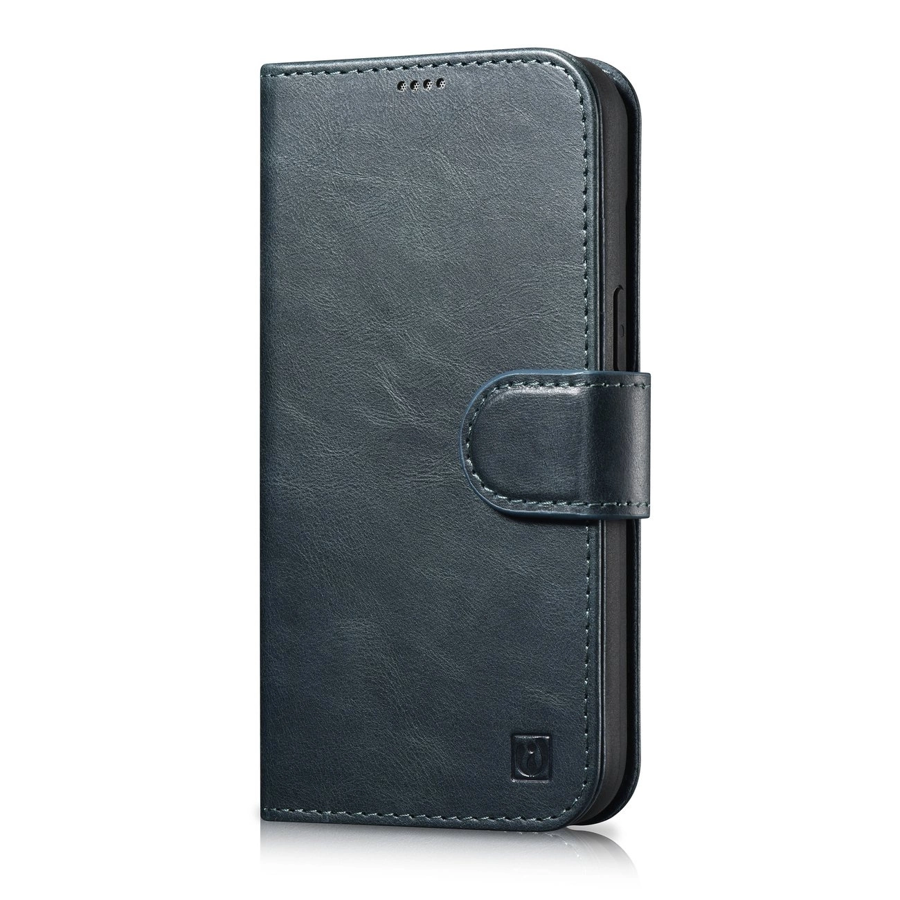 iCarer Oil Wax Wallet Case 2v1 kožené pouzdro na iPhone 14 Pro s klopou Anti-RFID modré (WMI14220722-BU)