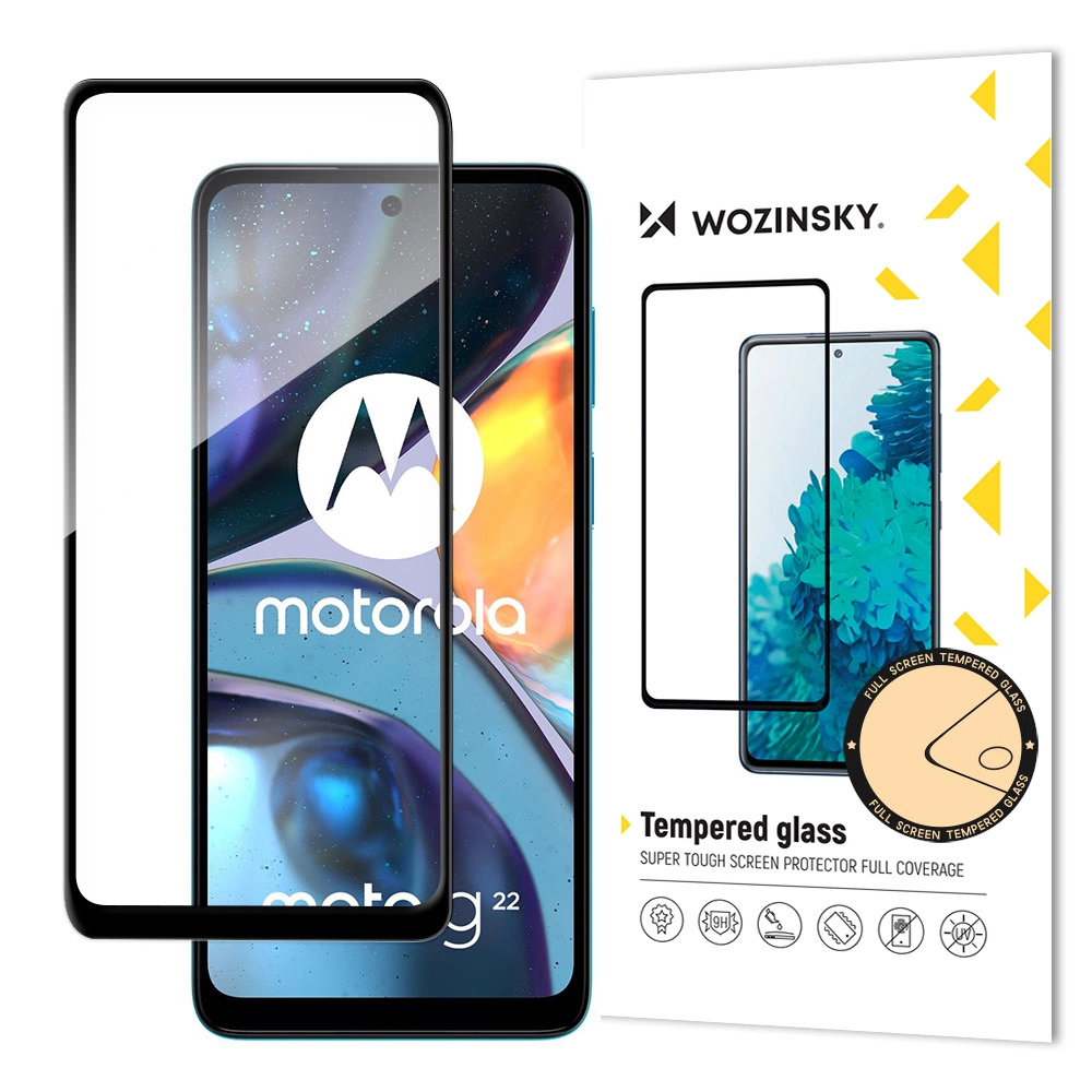 Wozinsky super silné Full Glue tvrzené sklo přes celou obrazovku s rámečkem Case Friendly Motorola Moto G22 černé
