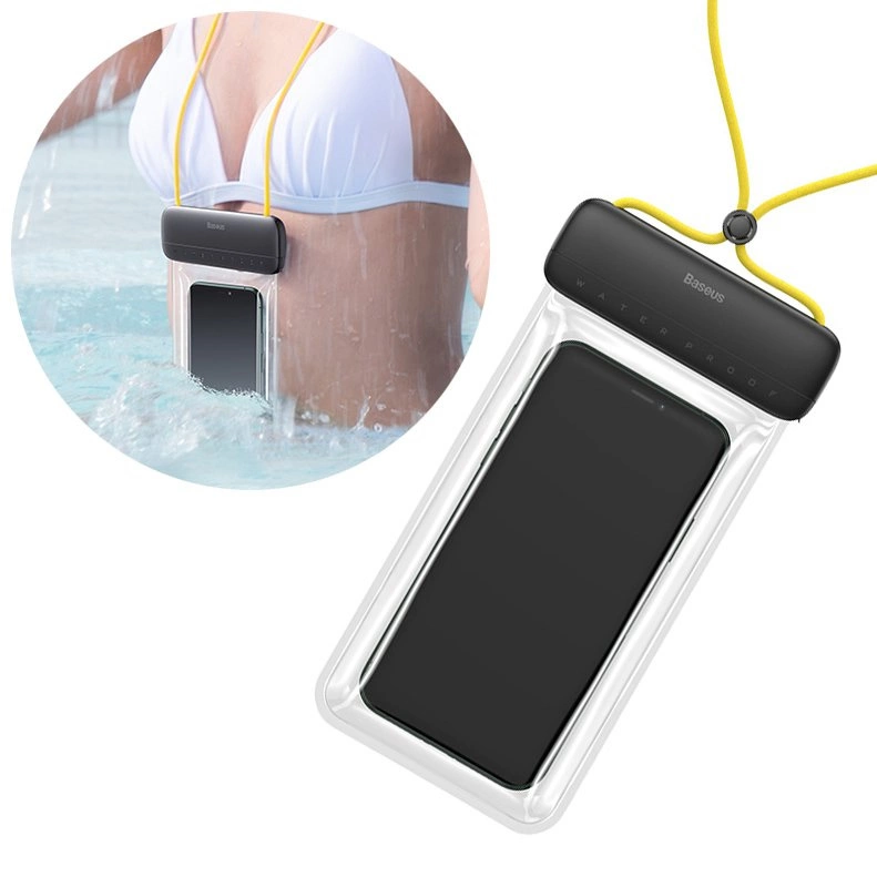 Baseus univerzální vodotěsné pouzdro na telefon (max. 7,2'') pro bazén nad vodou IPX8 žluté (ACFSD-DGY)