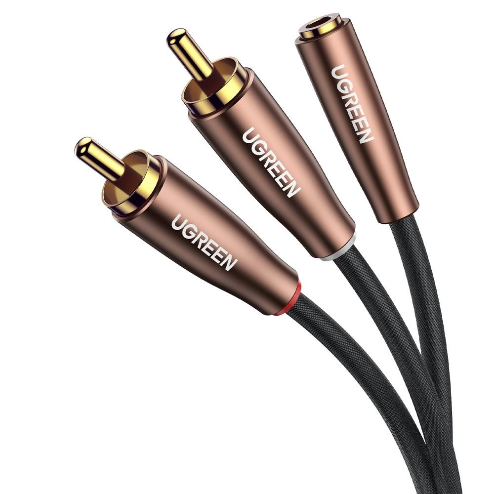 Ugreen audio kabel 3,5 mm mini jack (samice) - 2RCA (samec) 3 m hnědý (AV198 60987)