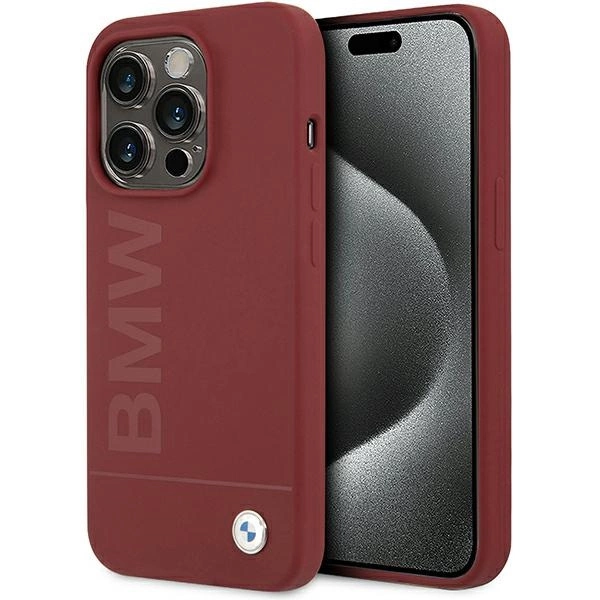 Silikonové pouzdro BMW Big Logo MagSafe pro iPhone 15 Pro - červené