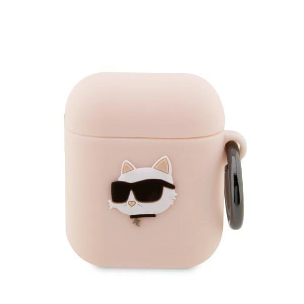 Karl Lagerfeld Silikonové pouzdro Choupette Head 3D pro AirPods 1/2 - růžové