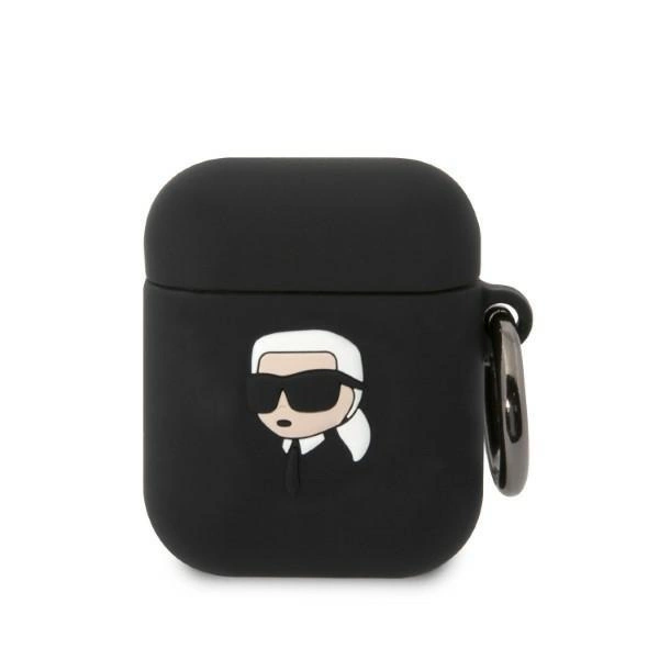 Karl Lagerfeld Silikonové pouzdro Karl Head 3D pro AirPods 1/2 - černé