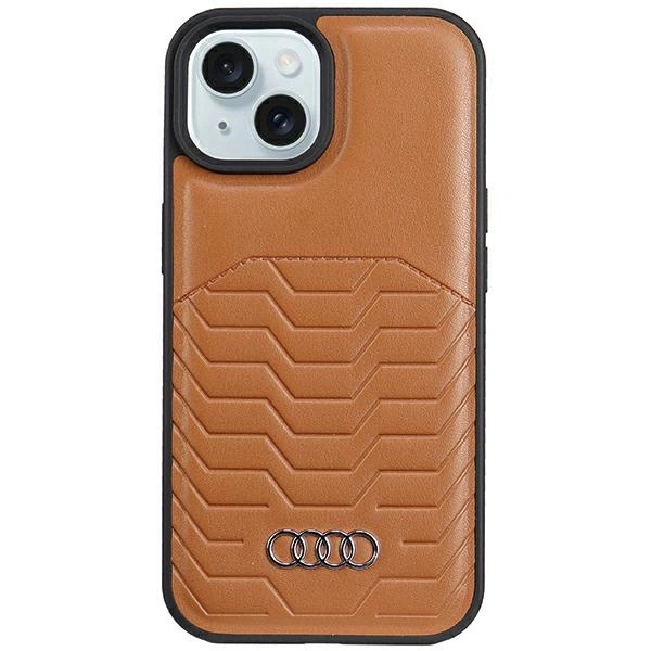 Audi Pouzdro ze syntetické kůže s MagSafe pro iPhone 15 / 14 / 13 - hnědé