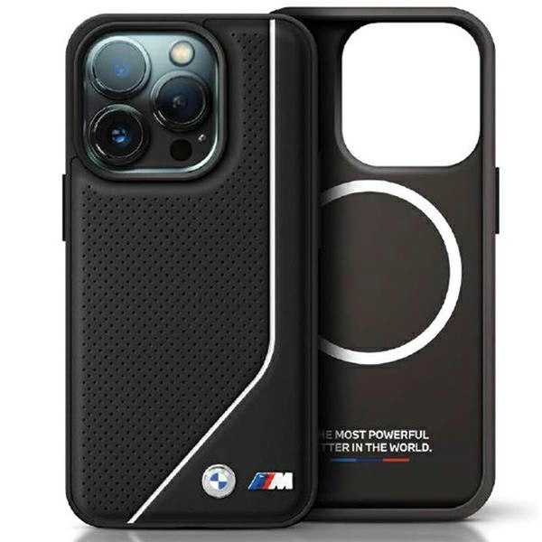 BMW Perforované pouzdro Twisted Line MagSafe pro iPhone 15 / 14 / 13 - černé