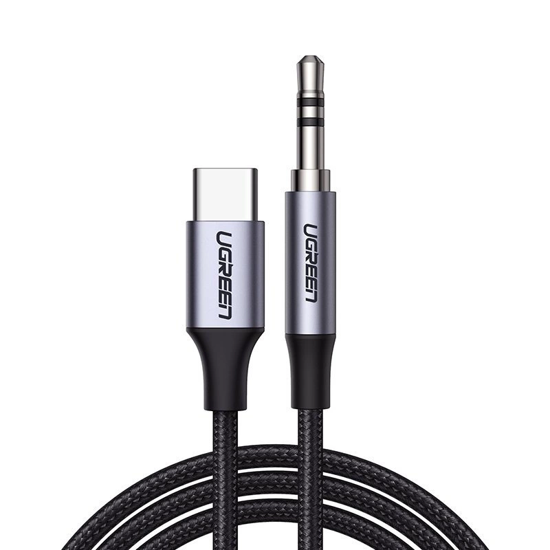 Ugreen stereo audio kabel AUX 3,5 mm mini jack - USB typ C pro tablet a telefon 1 m černý (CM450 20192)