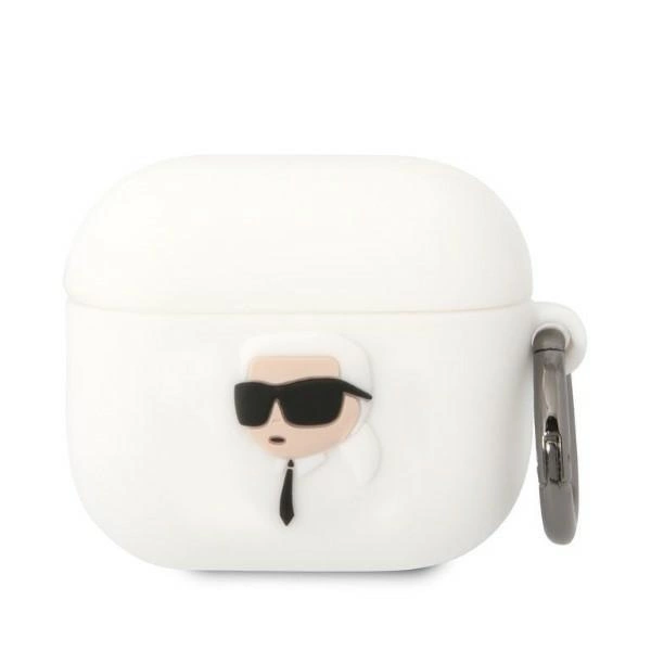 Karl Lagerfeld Silikonové pouzdro Karl Head 3D pro AirPods 3 - bílé