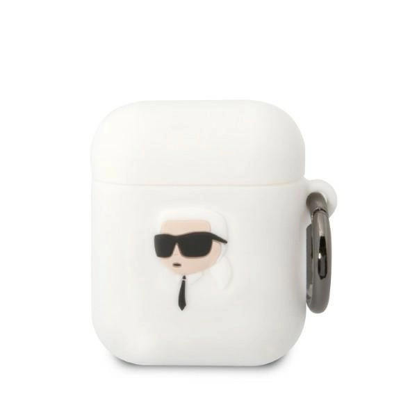 Karl Lagerfeld Silikonové pouzdro Karl Head 3D pro AirPods 1/2 - bílé