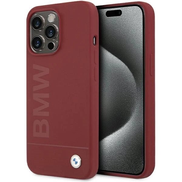 Silikonové pouzdro BMW Big Logo MagSafe pro iPhone 15 Pro Max - červené