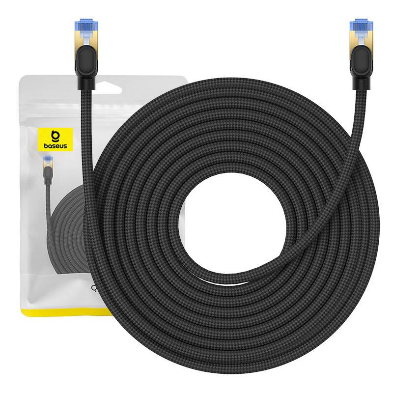 Opletený síťový kabel Cat 7 Baseus Ethernet RJ45, 10Gb/s, 15 m (černý)