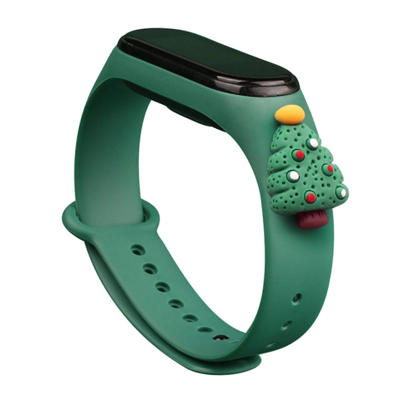 Hurtel Vánoční řemínek pro Xiaomi Mi Band 4 / Mi Band 3 Vánoční silikonový náramek tmavě zelený (vánoční stromeček 2)