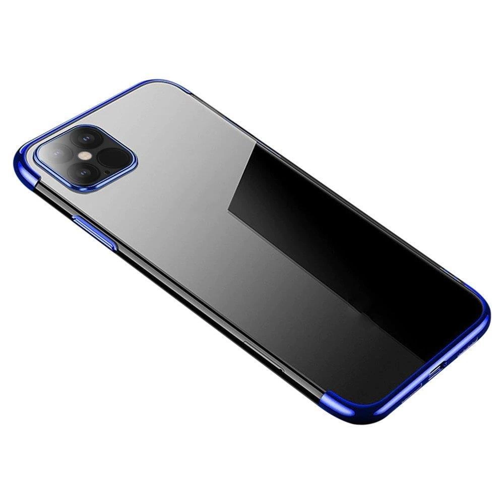 Hurtel Průhledné barevné gelové pouzdro s kovovým rámečkem iPhone 13 mini modré