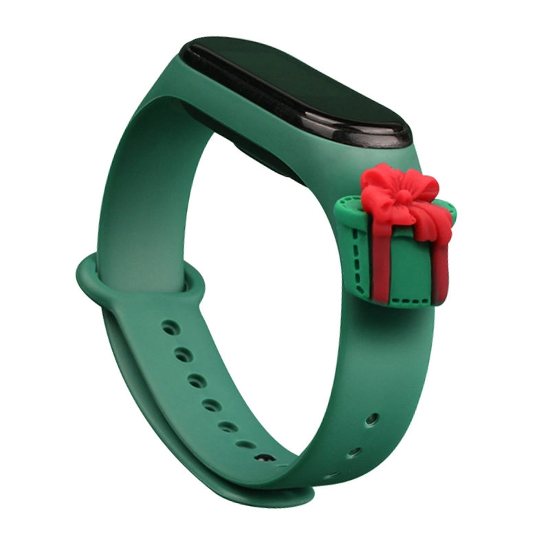 Hurtel Vánoční řemínek pro Xiaomi Mi Band 4 / Mi Band 3 Vánoční silikonový náramek tmavě zelený (dárek)