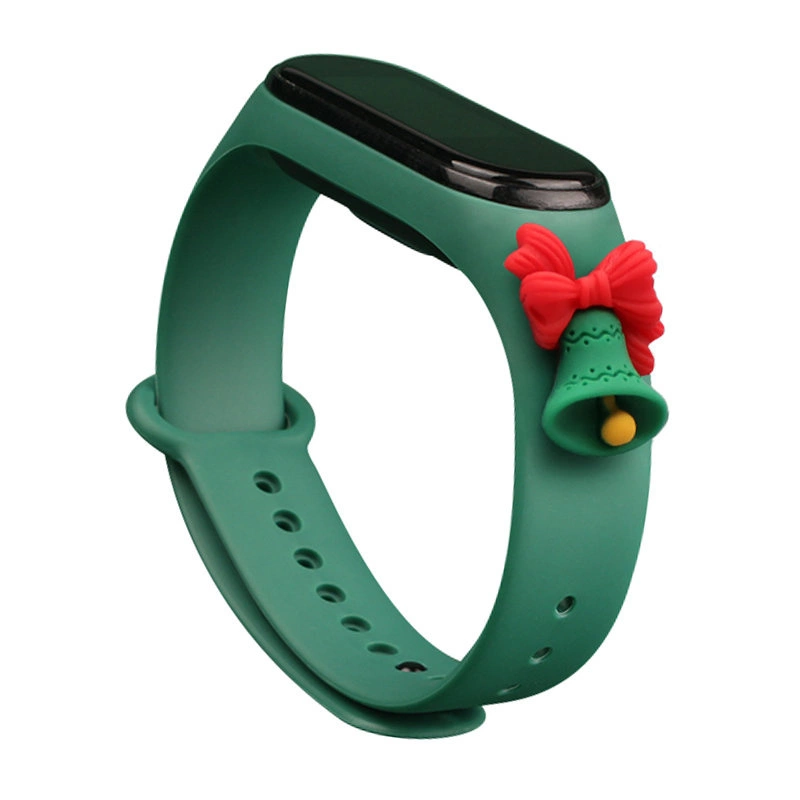 Hurtel Vánoční řemínek pro Xiaomi Mi Band 4 / Mi Band 3 Vánoční silikonový náramek tmavě zelený (zvonek)